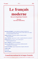 Le français moderne n° 1 et 2 - 2011  - CILF